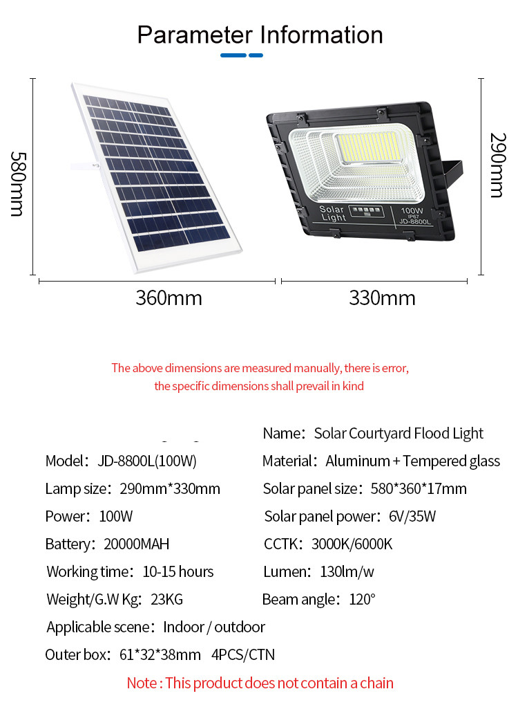 Decoration Home Yard Solar Flood Light Solar Powered Outdoor