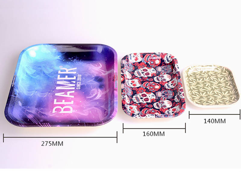 Personalized Cigarette Tray , Color Painting Tinplate Weed Grass Fruit Tray