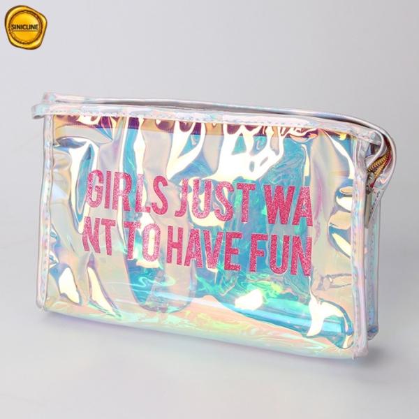 Buy cheap Colorful PVC Holographic Toiletry Bag Clear Plastic Zippered Cosmetic ISO9001 from wholesalers