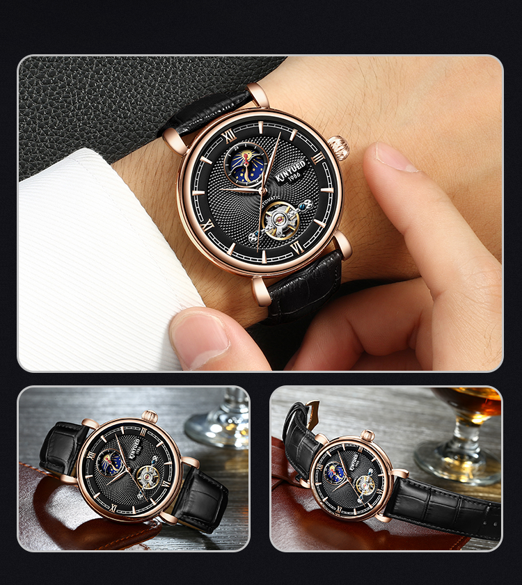 Mens automatic mechanical watch luxury brand KINYUED tourbillon automatic movement mechanical watch