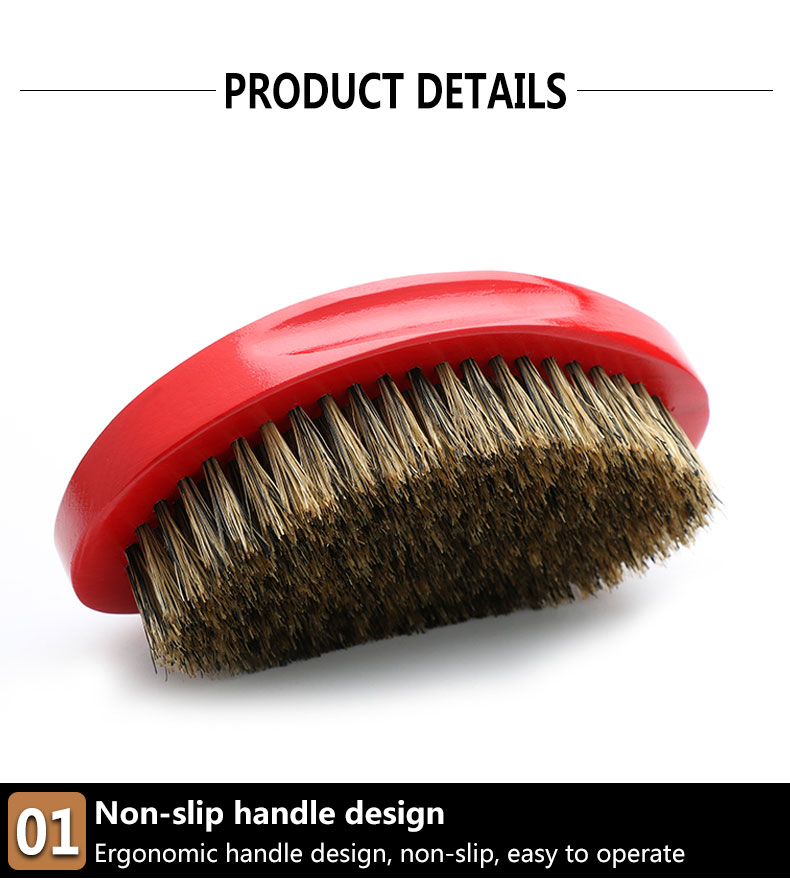 Custom Logo Wood Handle 360 Wave Brush for Soft Medium Bristles Curly Hair