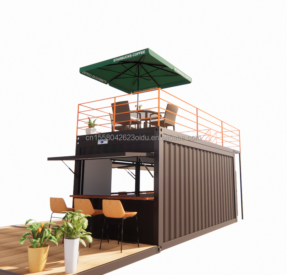 10ft 20ft Two-story Pop-up Container Bar designed with Modern Design Style and Aluminum Alloy Windows