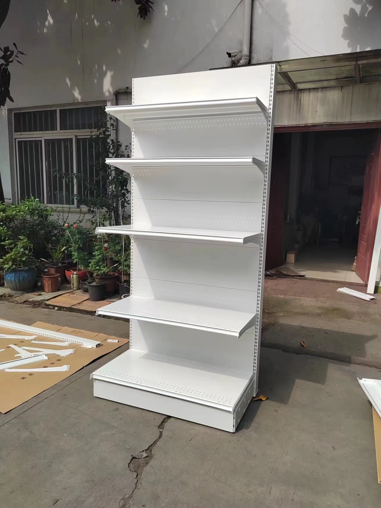 Factory Good Quality Store Equipment Shelf Gondola Supermarket Shelves White Supermarket Rack