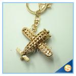 3D Airpalne Shape Rhinestone Cute Metal Key Chain For Girls Gift Four Color For