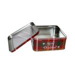 Merry Christmas Holiday Tins Square Tin Box With Clear Window Decorative Tin