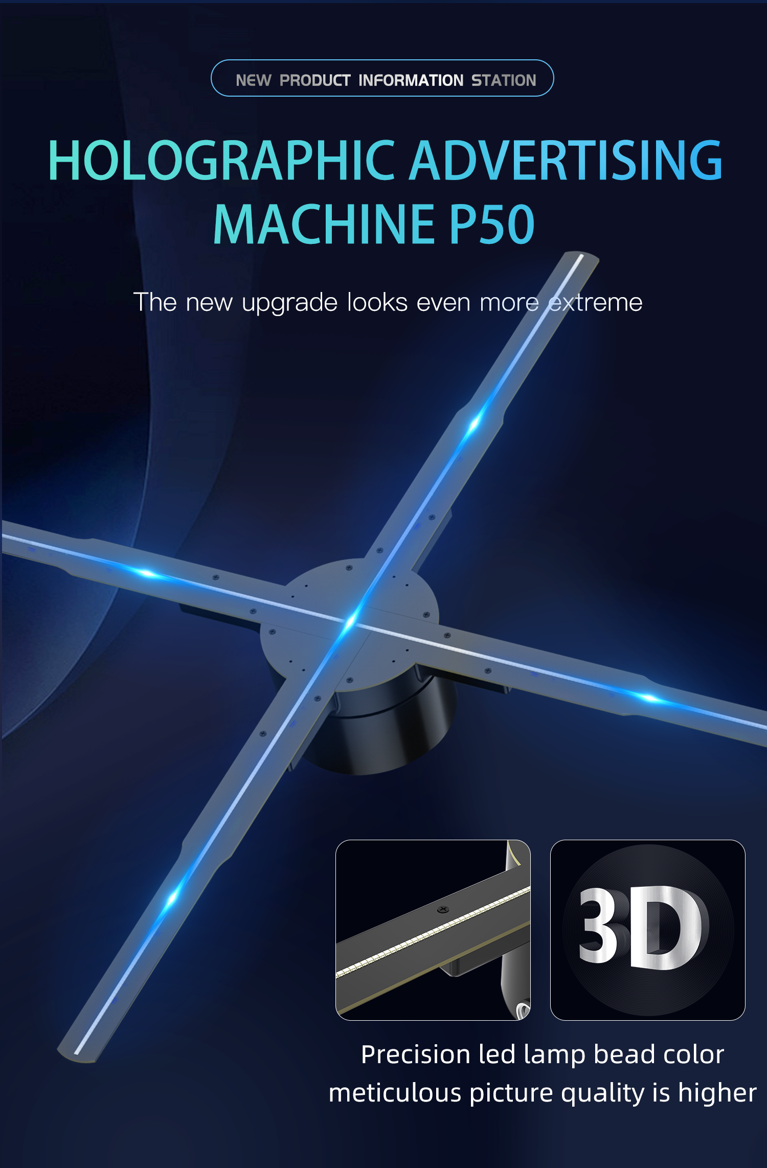3D Holographic Advertising LED Fan with Wifi Control and Cutting-Edge Rotating Imaging
