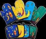 Ribbed Kitchen Oven Glove Printed Cotton Oven Mitts 25*15cm