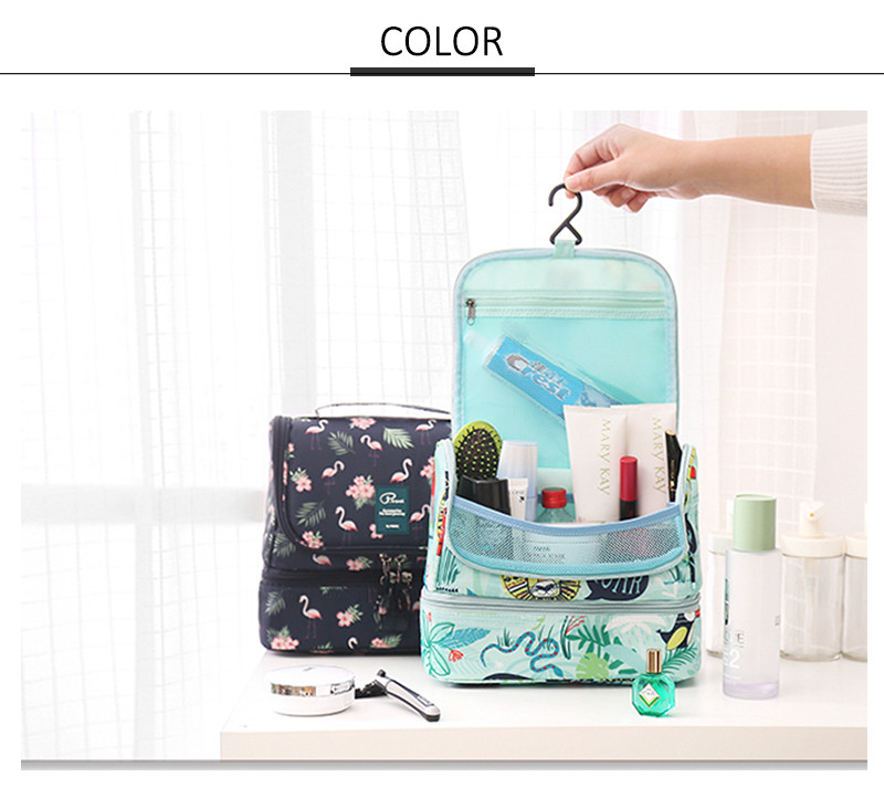 Water Resistant Polyester Hanging Travel Toiletry Bag For Girls
