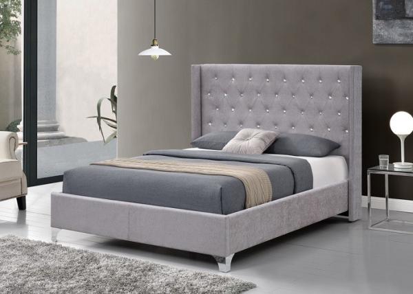 Buy cheap SF822 Upholstered Bed Frame LED Plywood Double Size Bed Frame With Gas Lift from wholesalers