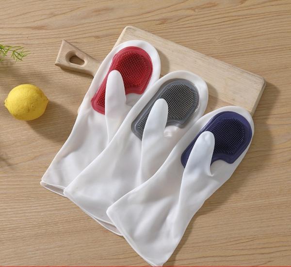 Buy cheap Factory Wholesale Bpa Free Kitchen Utensils Waterproof Silicone Scrubber For Washing Cleaning Dishes Household Gloves from wholesalers