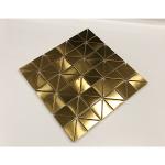 Wall Panel Decor Hairline Finish PVD Gold Stainless Steel Mosaic Tile