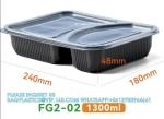 Packaging 3 Compartments Takeout Boxes Black Microwave Plastic Lunch Box Food