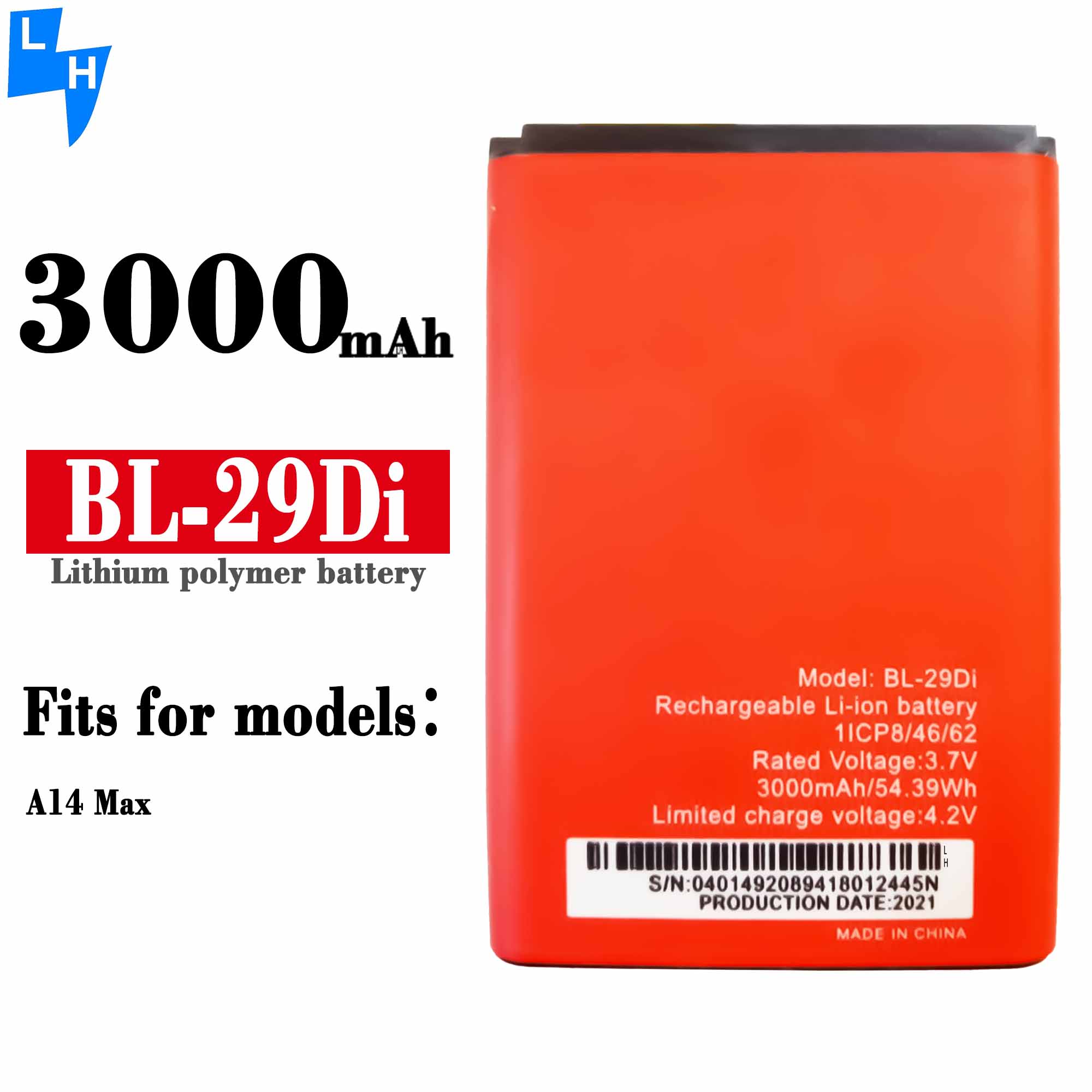 BL-29Di 3000mAh OEM Li-ion Mobile Phone Battery for itel A14 Max Batteira