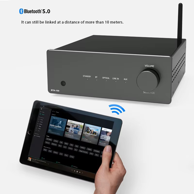 100W Bluetooth Receiver Amplifier 2.1 Channel Class D Hi Fi Mini Stereo Audio Power Amp