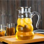 Heat Resistant Glass Water Pitcher Juice Beverage Carafe With Lid Clear Color