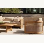 Moisture Proof Waterproof Woven Rope Chair And Teak Wood Table For Garden Sofa