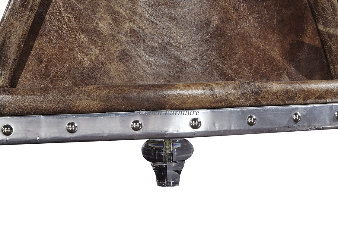 Full Handwork Aluminium Sheet Vintage Leather Counter High End Bar Furniture
