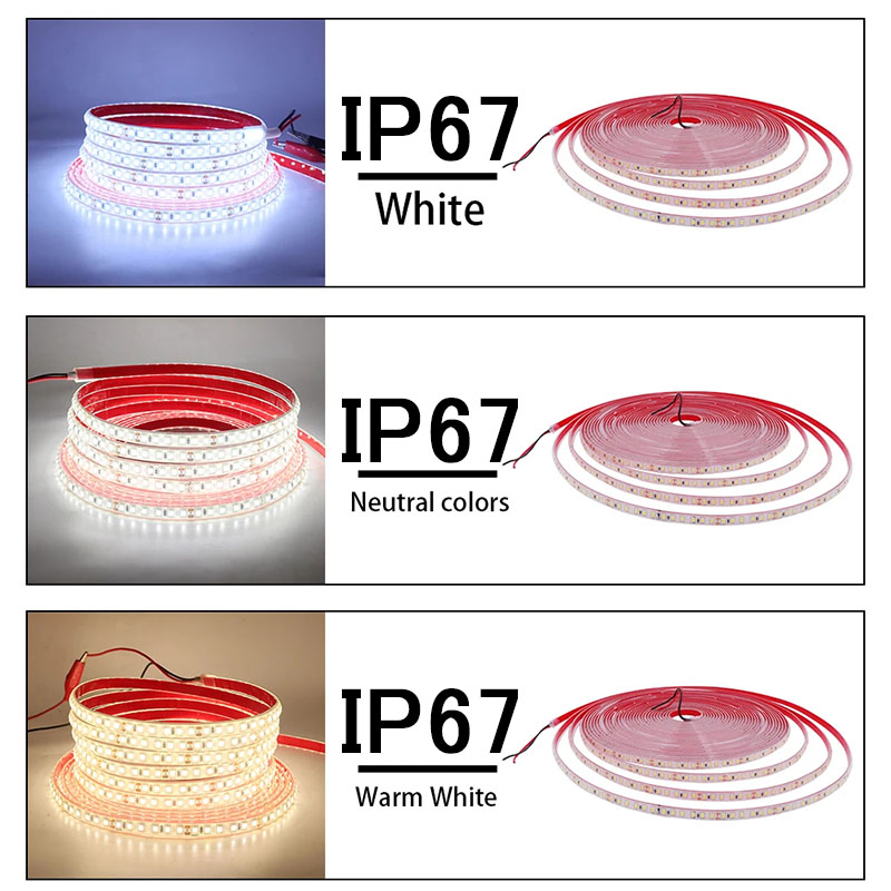 Waterproof IP65 2835 LED Strip 3000K 4500K 6500K Lights 115lm/w Working Time 50000 Hours