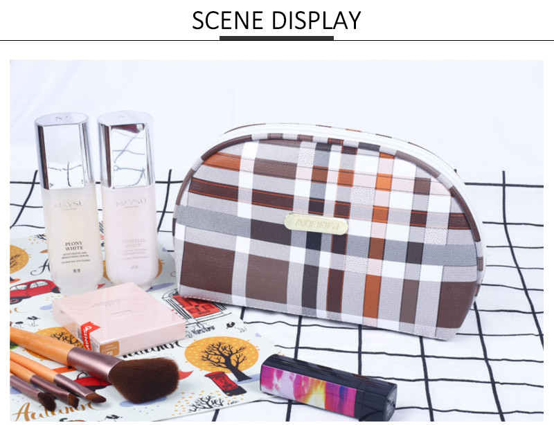 Girls Zipper Closure PU Leather Makeup Toiletry Travel Bags