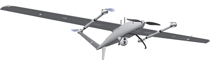 CP15 Electric VTOL UAV has 70km/h cruising speed and 30km control radius with 5.0kg maximum load weight.
