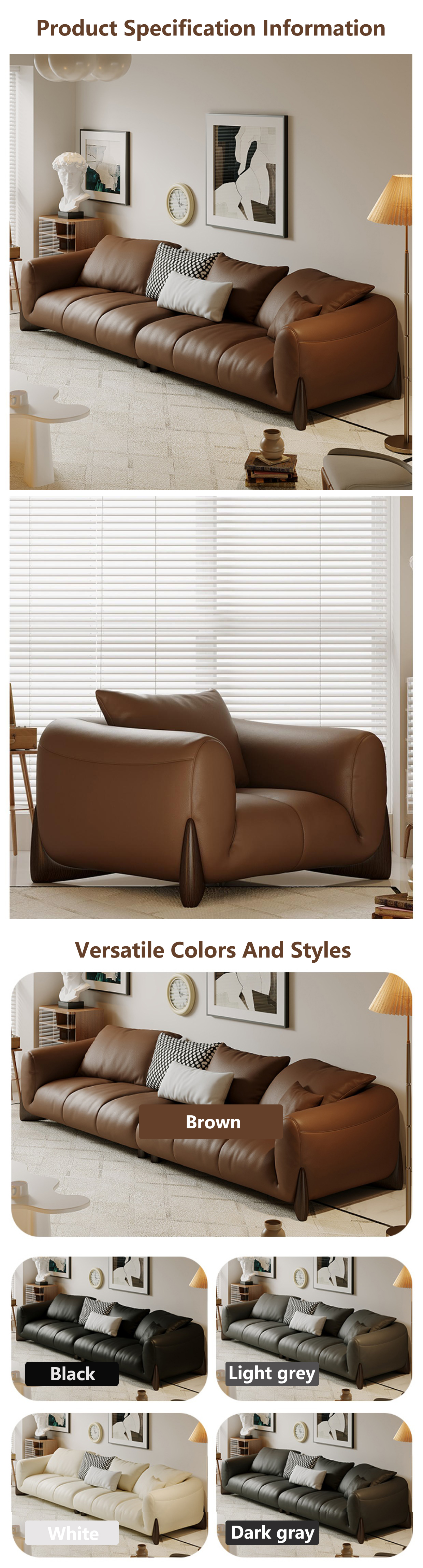 Italian Genuine Leather Sectional Recliner Sofa Set Modular Living Room Furniture