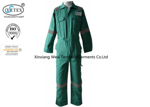 Buy cheap Working Safety Green Fr Cotton Coveralls / Fire Resistant Insulated Coveralls from wholesalers