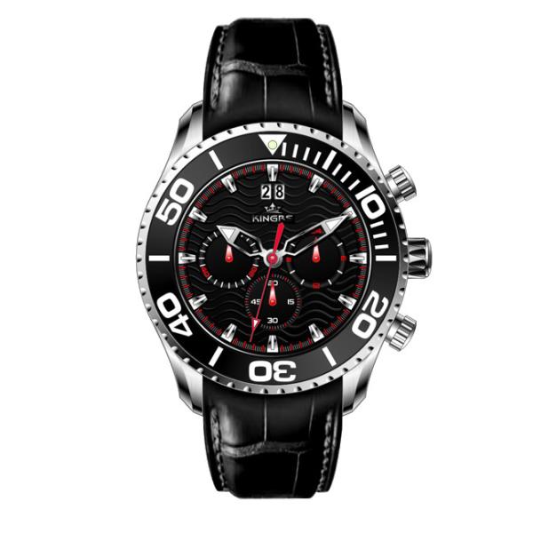 Buy cheap 47.0MM Multifunction stainless steel case genuine leather band men's luxury wrist watches from wholesalers