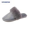 Buy cheap Diamond Decoration Open Heel Womens Faux Fur Slippers from wholesalers