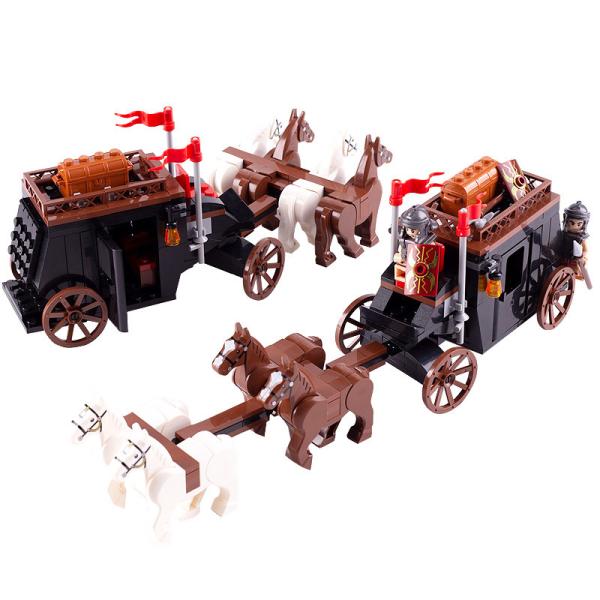 ABS children gifts medival emperor soldier figures military carriage building