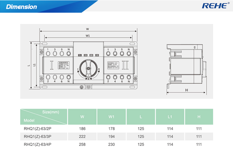 Intelligent Controller 16-63A 400VAC 4P Dual Power Supply Changeover Switch With LED Display