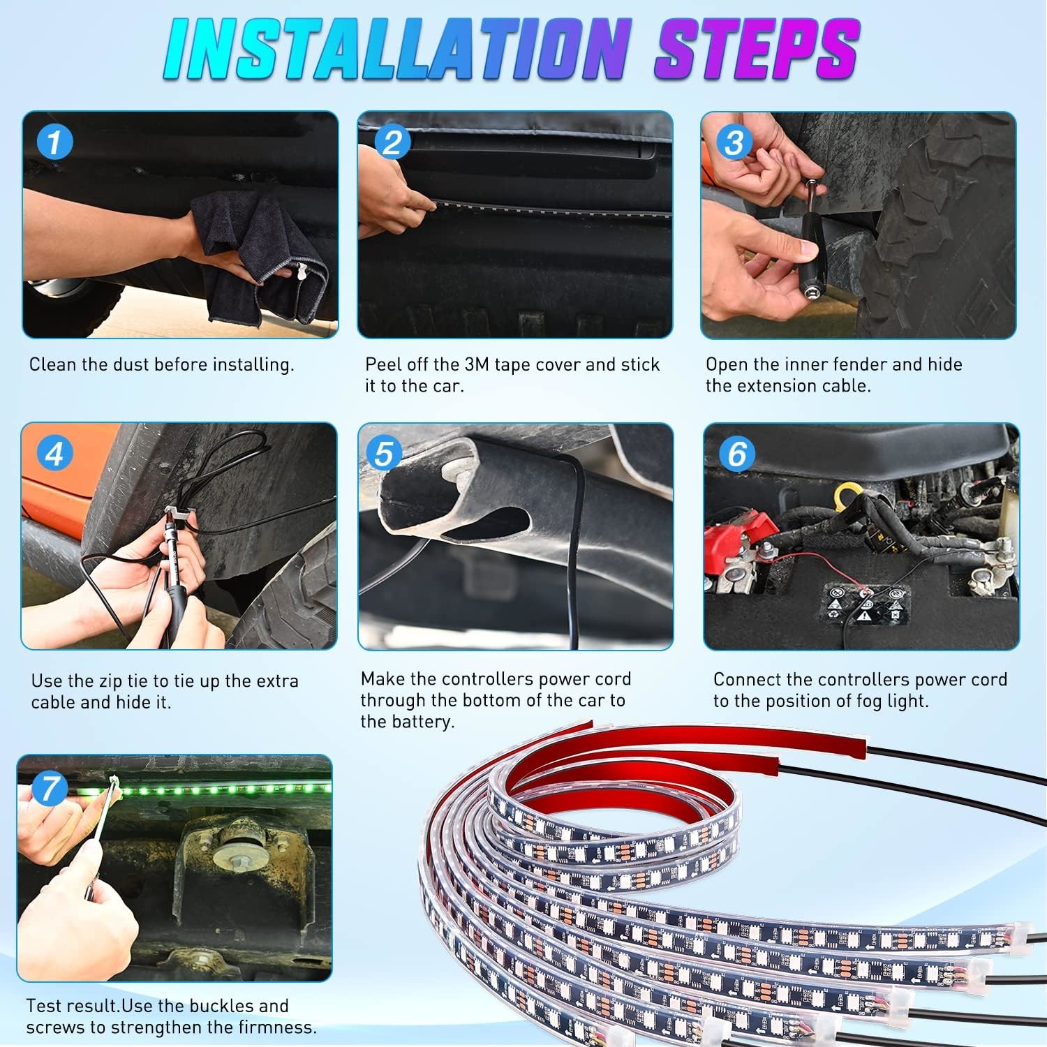 USB RGB Car LED Lights Strip Interior LED Lights for Cars 4 Music Sync Effects with IR Remote Controller