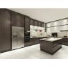 Buy cheap Modern Dark Wood Texture Stainless Steel Kitchen Cabinets With Contrasting Colors Design from wholesalers