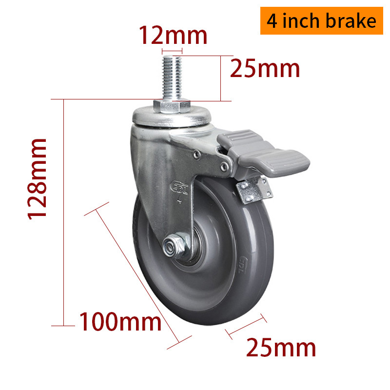 Industrial Caster Wheels 100mm 4 Inch Swivel Casters With Brake