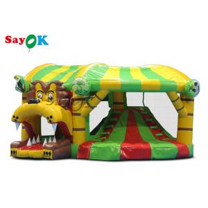 Lion Theme Tarpaulin Inflatable Bounce Slide For Backyard Public