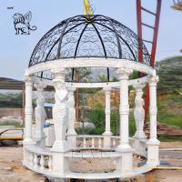 Buy cheap Large Marble Gazebo Woman Statues Garden Pavilion Metal Roof Hand Carved Outdoor product
