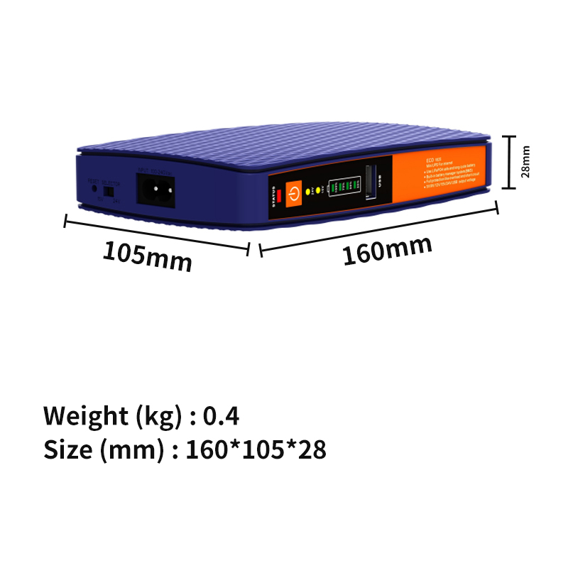 High Mass 18W Lithium Batteries Mini DC UPS With LED Display and 8000MAH LIFEP04