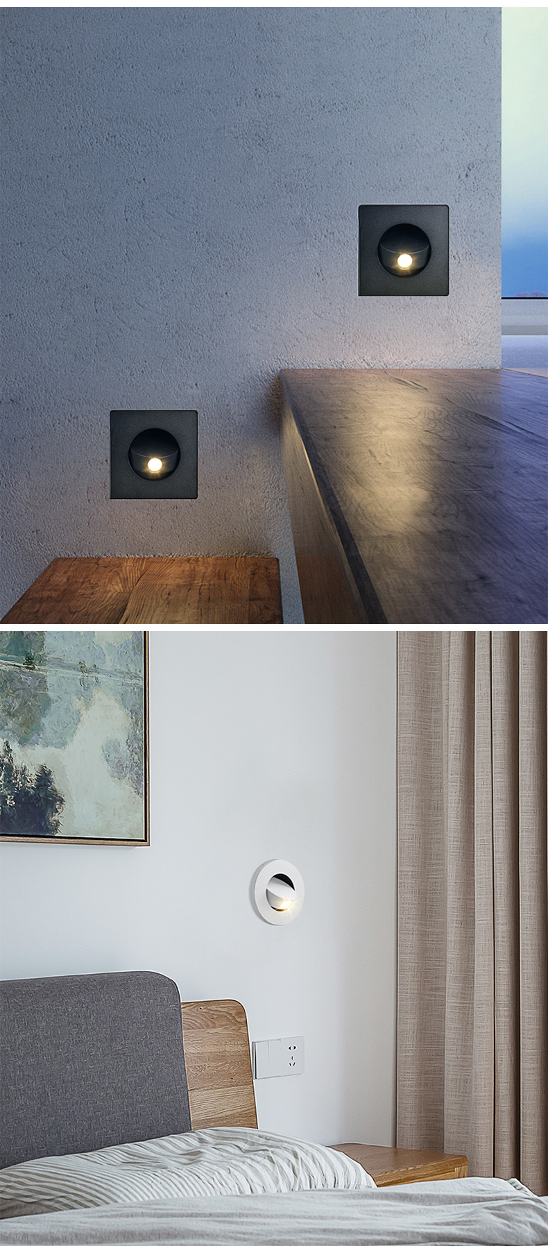 Modern Simple Design Circular Led Wall Light 3W COB Aluminum Recess Mounted Wall Lamp For Home Villa Hotel Sconces Light