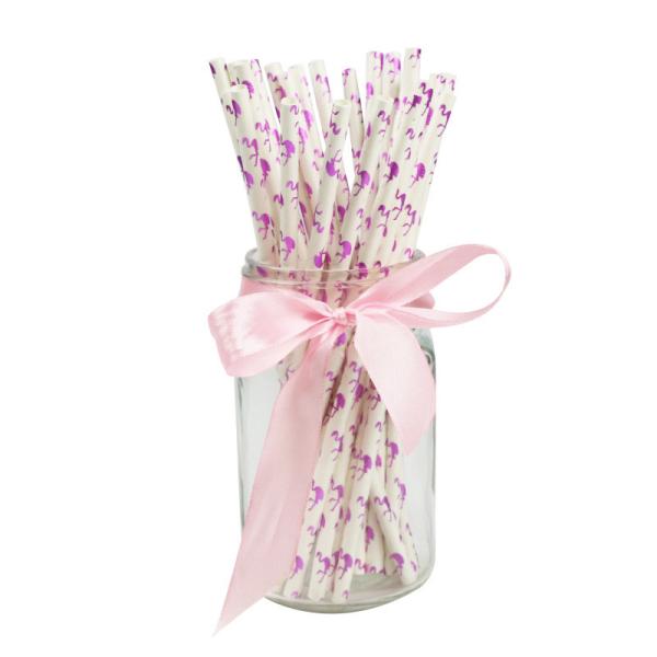 Buy cheap Flamingo Pattern Gold Biodegradable Paper Straws , Disposable Paper Spoon Straws from wholesalers