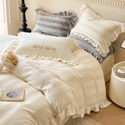 Customized Logo Custom Christmas Embroidery Washed Cotton Silk Four Pieces Bedding Set