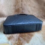 Authentic Ostrich Skin Key Lock Closure Businessmen Large Briefcase Laptop Purse