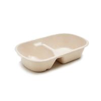 Buy cheap Two Compartment Biodegradable Container 25OZ Sugarcane Bagasse Clamshell Take product