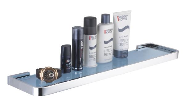 Glass Shelf With Railing 86010-Square &Brass&Chrome&toughened glass &Bathroom