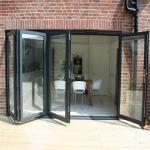 5mm Tempered Glass Commercial Aluminium Doors , Aluminum Frameless Folding