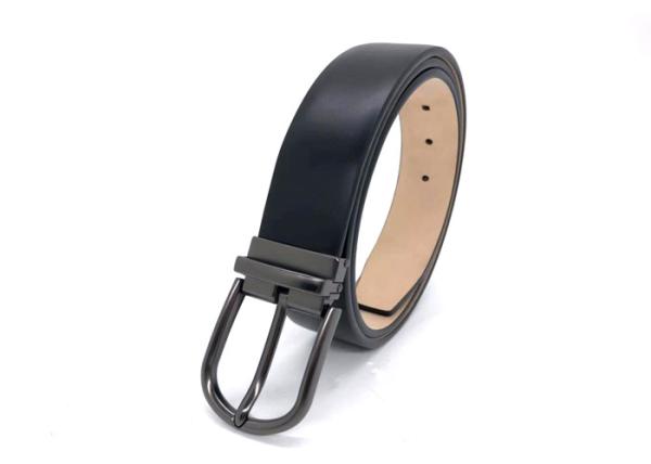 Buy cheap OEM Formal Mens Black Leather Dress Belt / Alloy Clamp Pin Buckle Belt from wholesalers