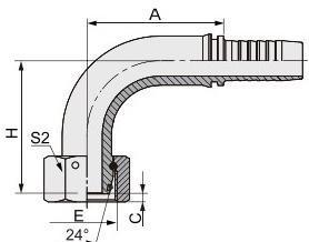 20491 90 Degree Elow Metric Female 24 Degree Cone O-Ring L. T. High Quality Carbon Steel Hydraulic Hose Fittings