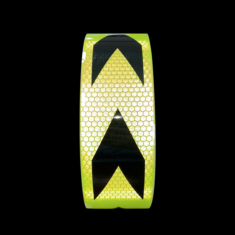 Fluorescent Yellow Green Arrow Honeycomb Reflective Tape For Vehicle Safety Warning