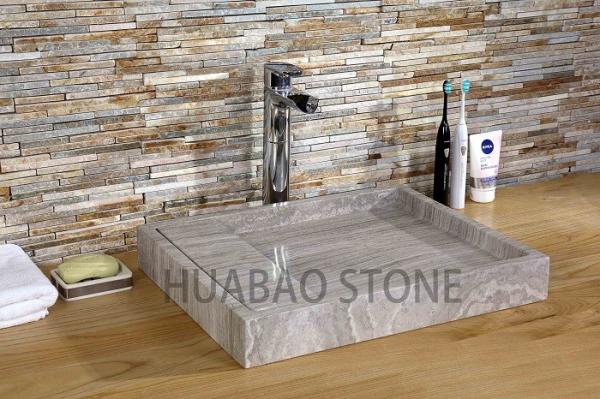 Quality White Marble Bathroom Vanity With Vessel Sink Elegant Sleek Save Floor Space for sale
