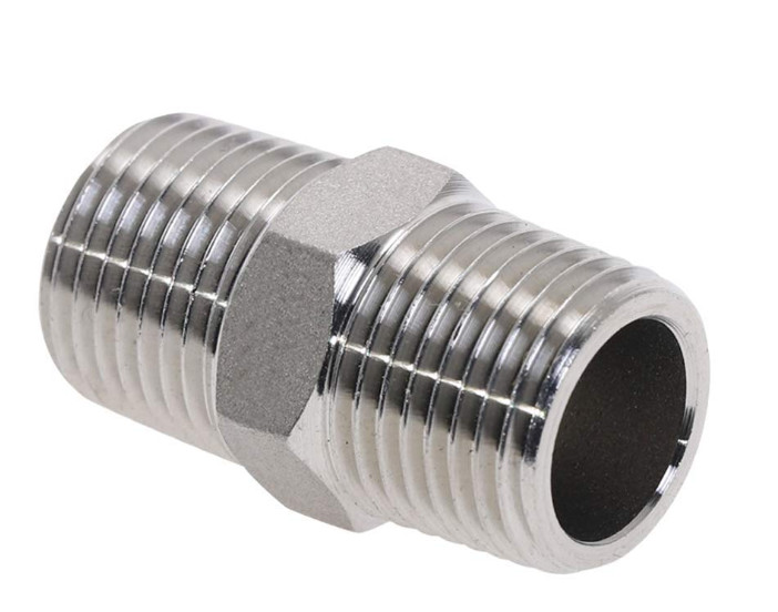 1/8" Male To 1/8" Male NPT Threaded Hex Nipple Fitting