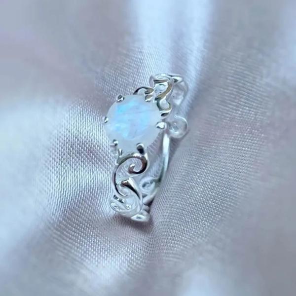 Buy cheap 925 Sterling Silver Vine Manufacturer Round Cut Rainbow Moonstone Engagement Ring Wholesale Women Jewelry Rings from wholesalers