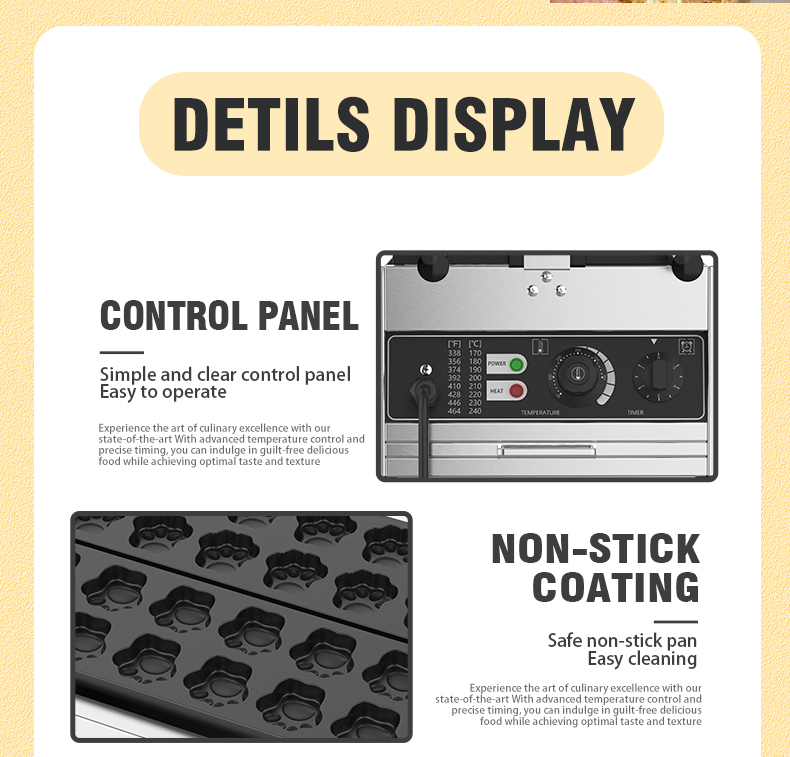 3000W Bear Paw Muffin Baking Machine with Cat Paw Shape Voltage 220v Cartoon Waffle